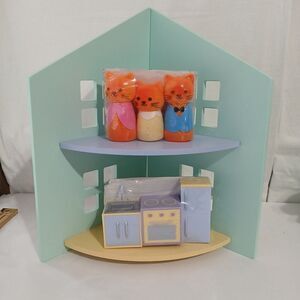 Target Bullseyes Playground Corner Doll House Shelf  W/ Cats & Accessories NWT